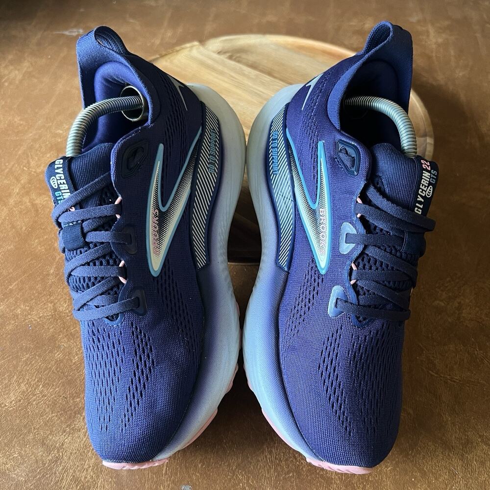 Brooks Glycerin GTS 22 Womens 8 Wide Blue Max Cushioned Running Shoes Sneakers - Picture 6 of 16